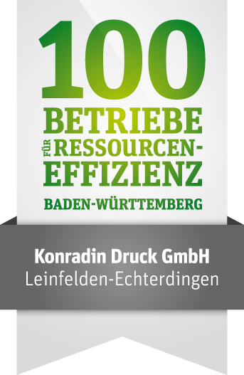 Auszeichnung Konradin Druck Siegel 100 Betriebe Ressourcen-Effizienz